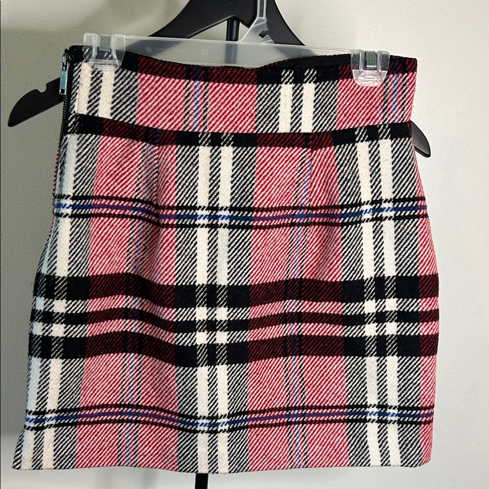 Topshop Pink and Black Plaid Pencil Skirt